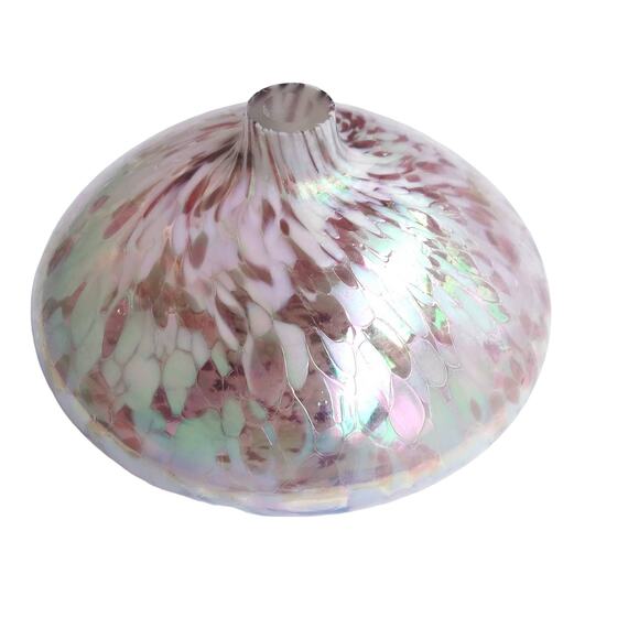 Small 3" Glass Vase Decor Iridescent Pink Multicolor Shimmer Feminine Desk - Picture 1 of 6